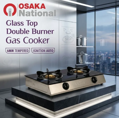Glass Top Gas Cooker Double Burner
