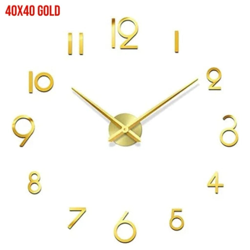 Frameless DIY Wall Clock & Decal – Silent Wall Decor, 40×40 / 50×50 / 40×120 Cm