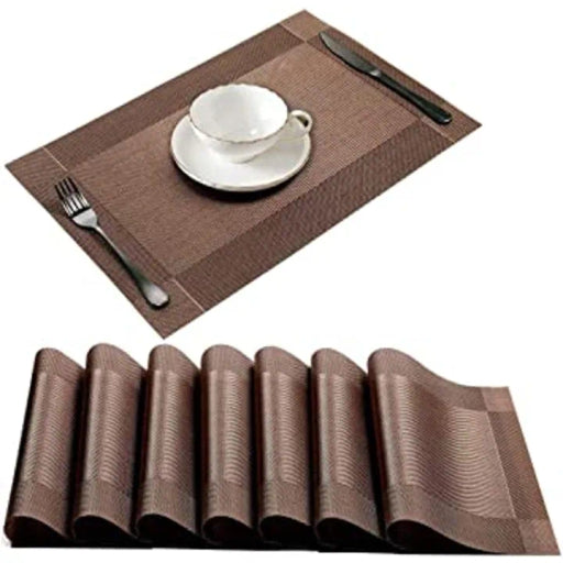 6PCS Heat Resistant Washable PVC Table Mats with Cup Mug Coaster Holders for Dining