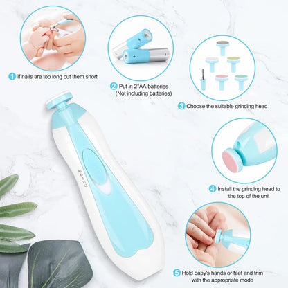 Safe Electric Baby Nail File & Clipper Kit: Automatic Fingernail Cutter for Newborn Care