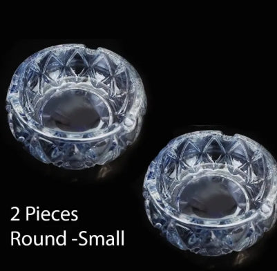 Crystal Ashtray, Transparent Classic Design, Home Ashtray & Outdoor -Large /Small (1Pc /2Pcs)