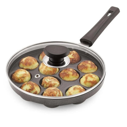 Pioneer 12-Cavity Non-Stick Grill Appam Pan with Glass Lid – Perfect for Soft & Crispy Appams