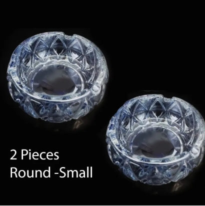 Crystal Ashtray, Transparent Classic Design, Home Ashtray & Outdoor -Large /Small (1Pc /2Pcs)