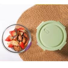 Borosilicate Glass Food Storage Bowl Airtight & Leak-Proof- ( ROUND) Microwave Safe Glass Containers