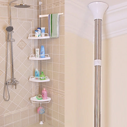 Adjustable 4-Tier Telescopic Bathroom Corner Shelf, Extendable Shower Storage Pole with Aluminum Rod