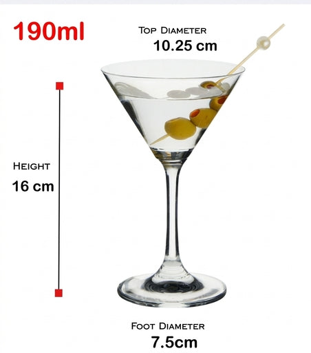 6 Pcs Wine Glasses, Clear Cocktail Glass