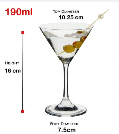6 Pcs Wine Glasses, Clear Cocktail Glass