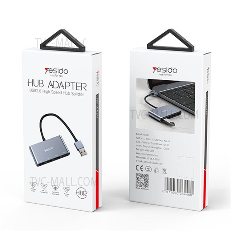 YESIDO HB12 0.15m 4-Port USB 2.0 Hub USB Adapter Dock Station for Data Transfer and Power Charging