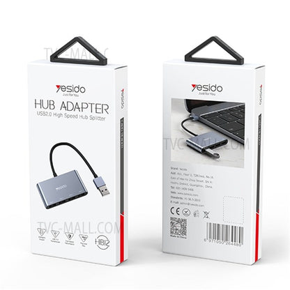 YESIDO HB12 0.15m 4-Port USB 2.0 Hub USB Adapter Dock Station for Data Transfer and Power Charging