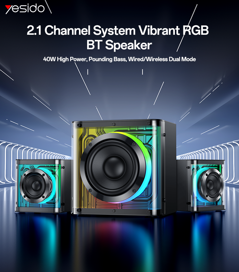 Yesido YSW41 40W 2.1 Channel System Colorful RGB Bluetooth Speaker Subwoofer