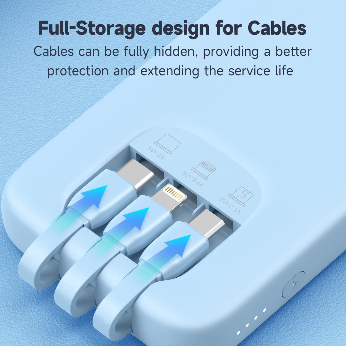 ROMOSS Handy 10 (10000mAh)  22.5W Fast Charging Power Bank Built in 3 Cables Micro,Type c and Lighting