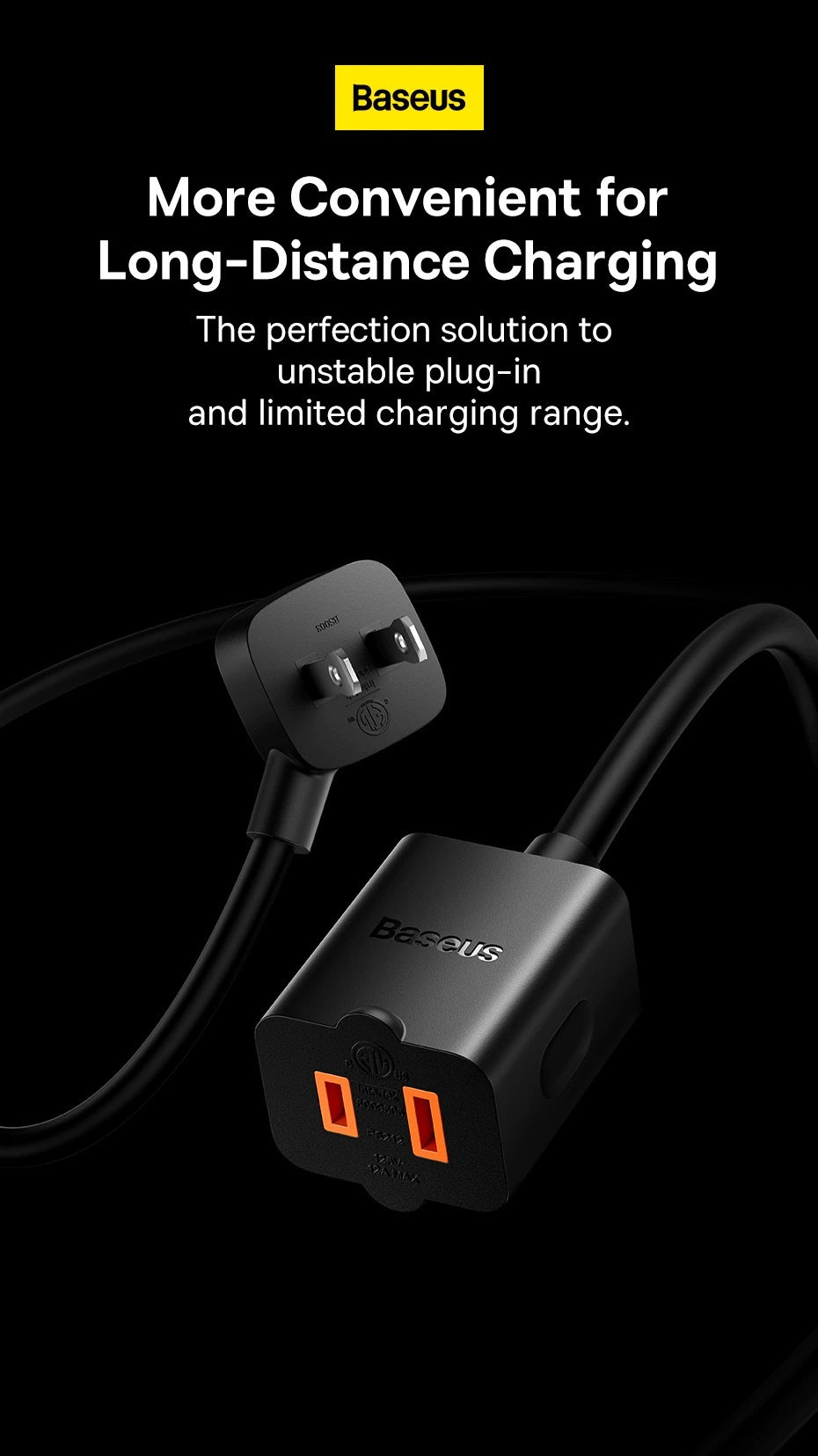 Baseus PowerCombo Mini Power-Strip 1AC with 1.0m Power Cord CN Support 2500W Max