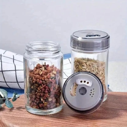 6-Jar Rotating Spice Rack Organizer with Glass Bottles, Countertop Herb Seasoning Holder SMT