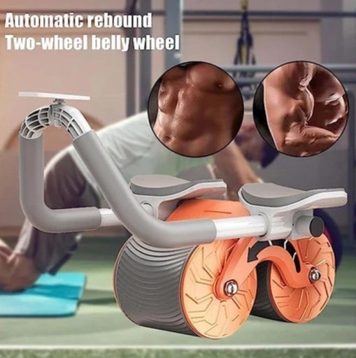 Advanced Abdominal Roller with Dual Wheel Design, Automatic Rebound Technology, Elbow Support