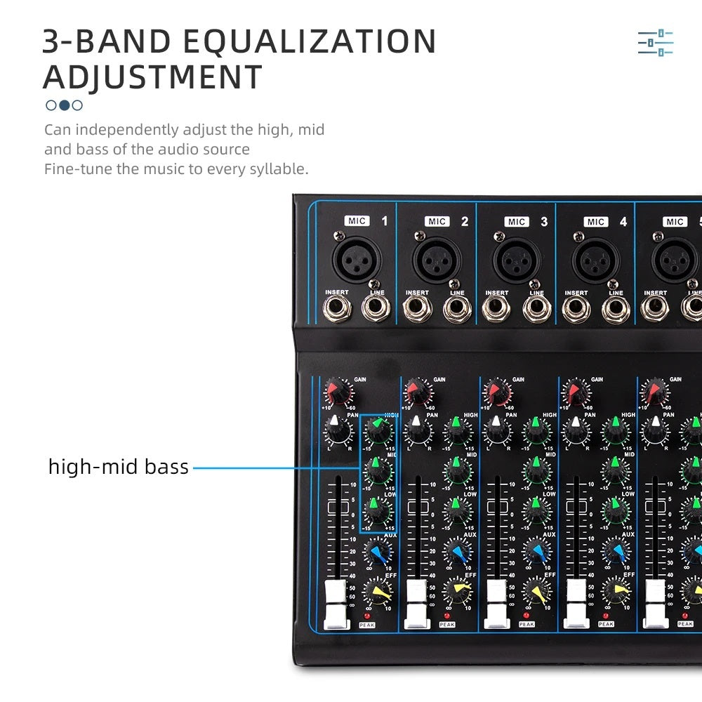 7 channel mixer F7 Bluetooth USB reverb Home F4 KTV stage performance live network song karaoke 4 channel mixing sound table