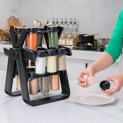 Rotating Spice Rack 18 Jars and Kitchen Labels Spinning Spice Rack Jar Organizer