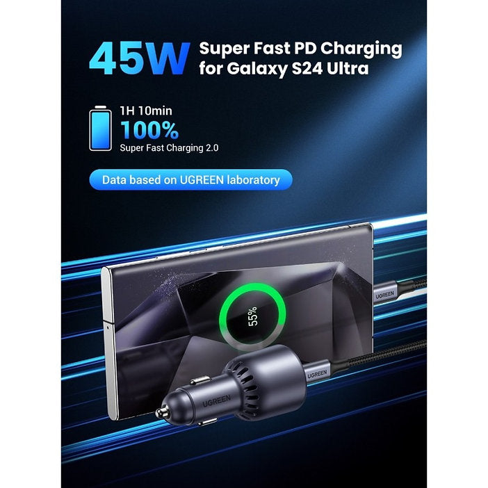 UGREEN EC701 Car Charger Dual Port 63W Fast Charging PD 3.0 Type-C Port