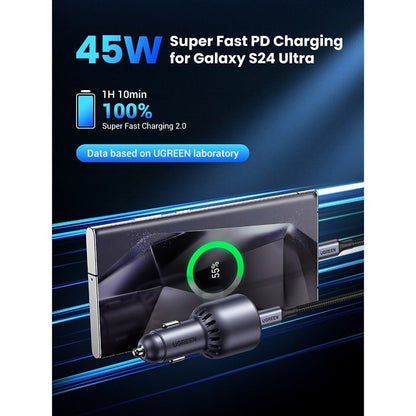 UGREEN EC701 Car Charger Dual Port 63W Fast Charging PD 3.0 Type-C Port