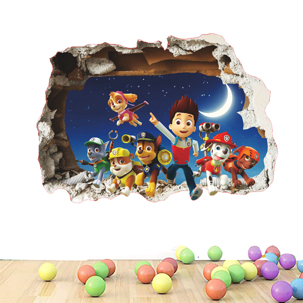 PAW Boy Patrol Wall Sticker Cartoon 3D Effect Decorative Wall Decal Home Decor Gifts for Kids Rooms Nursery room wall decoration children toys kids stickers