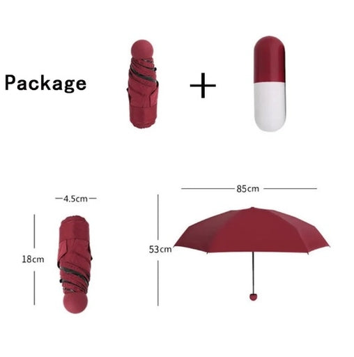 Folding Capsule Umbrella for Rain Creative Case Lightweight Waterproof UV Protection
