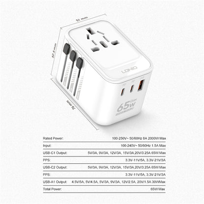 Ldnio Z6 GaN 65W Universal Adapter All-In-One Adapter