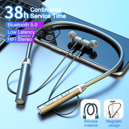 Bluetooth Earphones Wireless Headphones Magnetic HIFI Sport Neckband Neck-Hanging TWS Earbuds