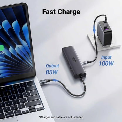 UGREEN 45000 6-in-1 USB C Hub with 4K@60Hz HDMI, 100W PD, Gigabit Ethernet, 2x USB-A 10Gbps, USB-C 10Gbps – Multiport Adapter for MacBook, Dell, HP Laptops
