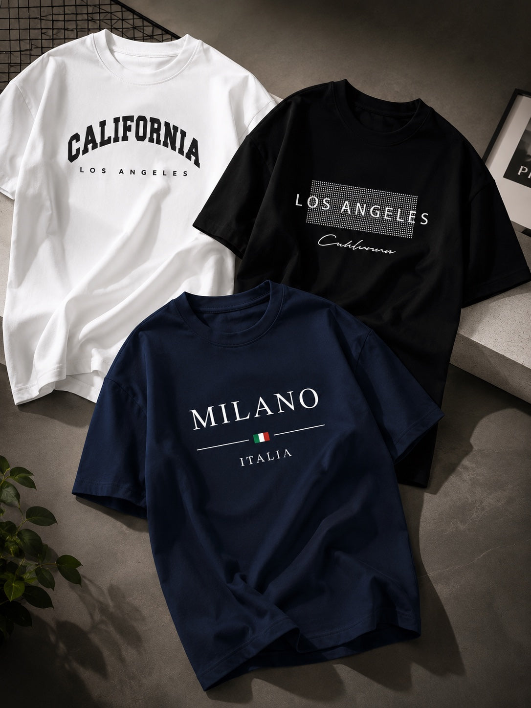 3 Pcs Value Pack Men's Oversized Baggy T-Shirts Pack