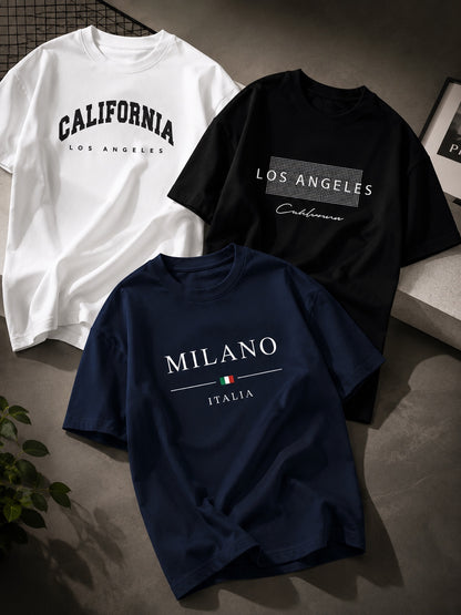 3 Pcs Value Pack Men's Oversized Baggy T-Shirts Pack