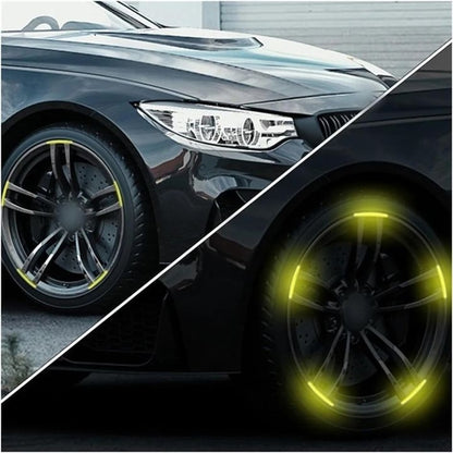 20Pcs Car Tire Rim Reflective Sticker Night Safety Warning Strip Motorcycle Bike Auto Wheel Hub Refl