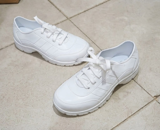 Girls Lace up Waterproof School Shoes White
