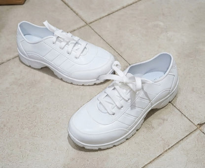 Girls Lace up Waterproof School Shoes White