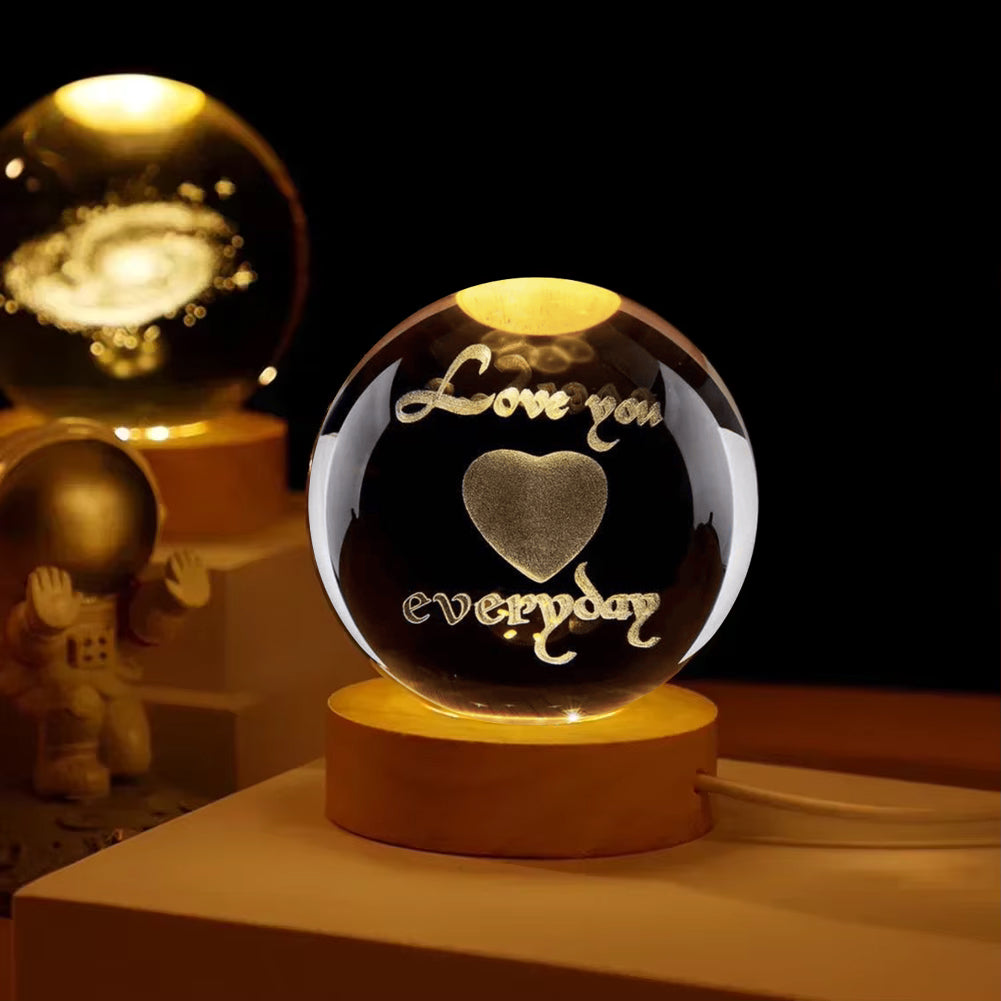 USB Night Light LED Crystal Ball 3D Moon Planet Galaxy Decor for Home Table Lamp Table Lamp Party Toys for Kids Adult Xmas Gifts Crystal Ball Night Light LED Galaxy Children Night Lamp For Bedroom Ambient Light Creative Gift Night Light USB Led Light