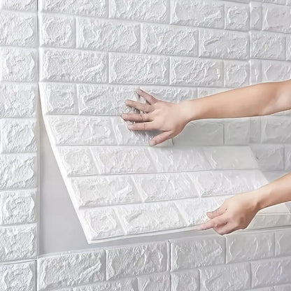 5Pcs 3D Wall Stickers Wallpaper Foam Soft Tiles, Bedroom Faux Brick Wallpaper Decoration, Waterproof