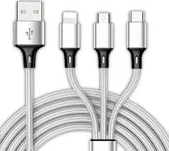 Lovebay 3-in-1 USB Fast Charging Cable – Type-C, Micro USB & IOS, Nylon Braided