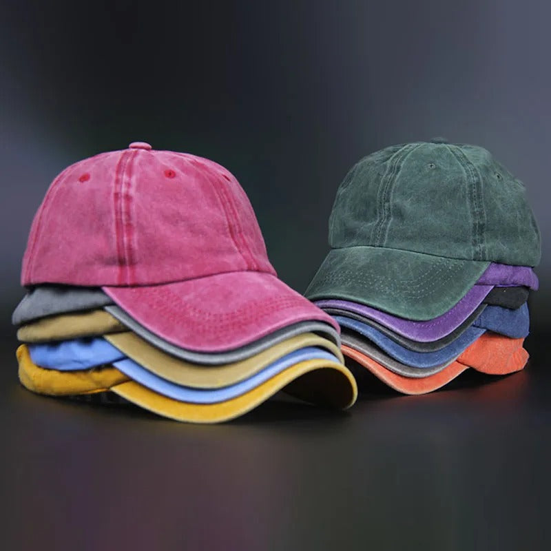 Premium 100% Cotton Solid Color Baseball Cap | Washable Unisex Sport Visor Snapback Hat