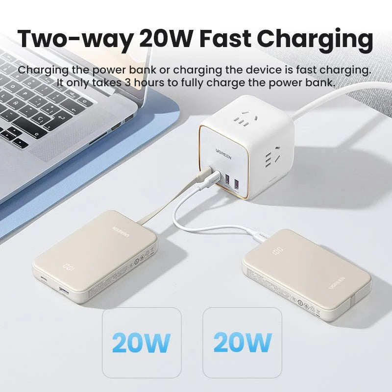 UGREEN 10000mAh PD 30W Power Bank with integrated USB-C cable - 45206