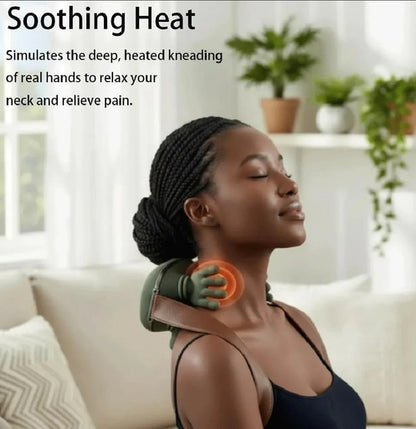Bionic Heated Shiatsu Neck & Shoulder Massager, 4D Kneading Deep Tissue Relief SMT