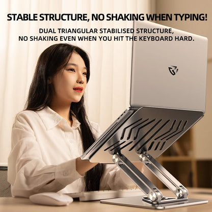 Rtako RS-CP84 Adjustable Laptop Stand / 360° Rotating Base / Dual-Level Height Adjustment / Enhanced Cooling Design / Non-Slip Silicone Base