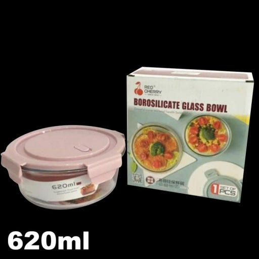 Borosilicate Glass Food Storage Bowl Airtight & Leak-Proof- ( ROUND) Microwave Safe Glass Containers