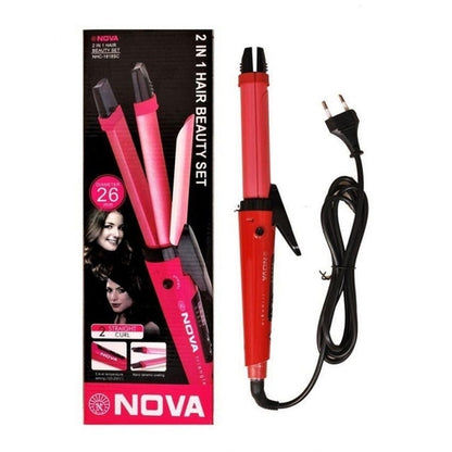 2-In-1 Hair Nova Curler and Hair Straightener NHC-1818SC by Nova, Versatile Hair Styling Kit