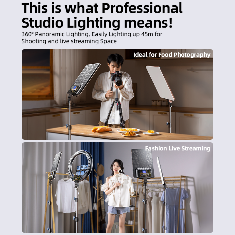 Rtako AR-GTB-P300TS 19" Professional LED Panel Light 9900LM 90W Adjustable Color Temperature: 2700K–7500K 360° Panoramic Light For Camera & Studio Lighting