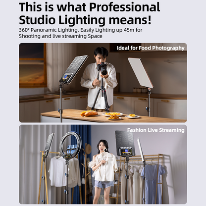 Rtako AR-GTB-P300TS 19" Professional LED Panel Light 9900LM 90W Adjustable Color Temperature: 2700K–7500K 360° Panoramic Light For Camera & Studio Lighting