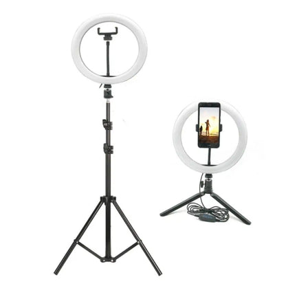 10 Inch Selfie LED Ring Light with 7Ft Tripod & 360° Rotatable Phone Holder for TikTok, YouTube