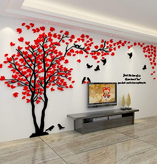 Buy More 3.3 x 6.6 Feet 3D Couple Tree DIY Wall Stickers Crystal Acrylic Wall Decals Wall Murals Nursery Living Room Bedroom TV Background Home Decorations Arts Wall Decoration sticker wall stickers Flower Sticker Tree Stickers