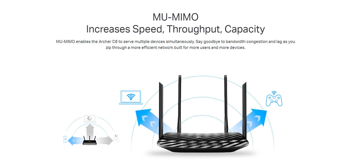 TP-LINK Archer C6 - AC1200 Mesh Wi-Fi Router Wireless MU-MIMO Full Gigabit Router