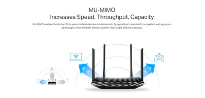 TP-LINK Archer C6 - AC1200 Mesh Wi-Fi Router Wireless MU-MIMO Full Gigabit Router