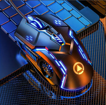 Silver Carved Gaming Mouse – Wired, Silent Click, Ergonomic Design for Desktop & Laptop