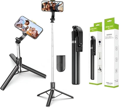 R1L Wireless Remote Selfie Stick with Tripod Stand Extendable Upto 170 Cm