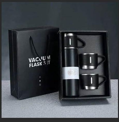 500Ml Stainless Steel Vacuum Flask Gift Set with 3 Mugs